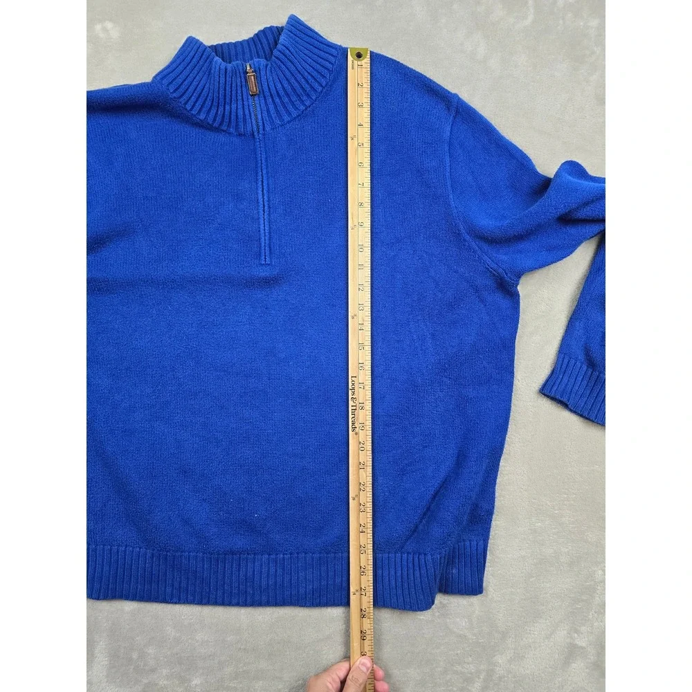 Polo Ralph Lauren Quarter Zip Sweater Mens XXL Blue Cotton Knit Red Pony Logo